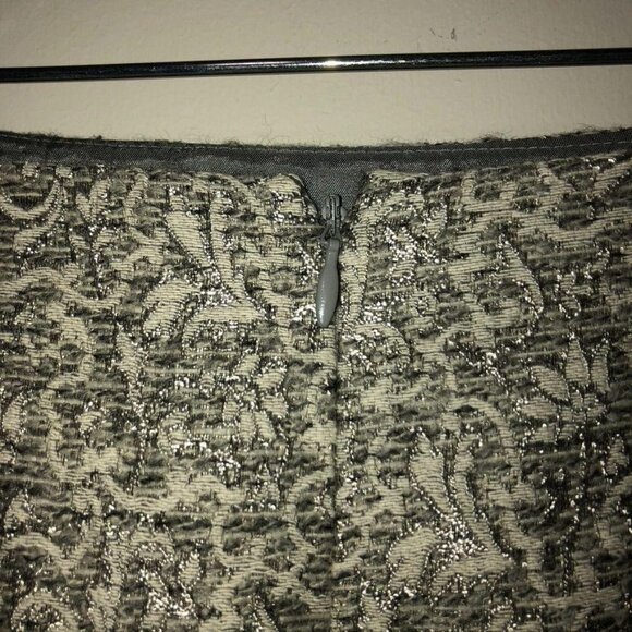 Ann Taylor Womens Silver & Gray Brocade Textured A-Line Skirt Size 2 - Picture 6 of 7